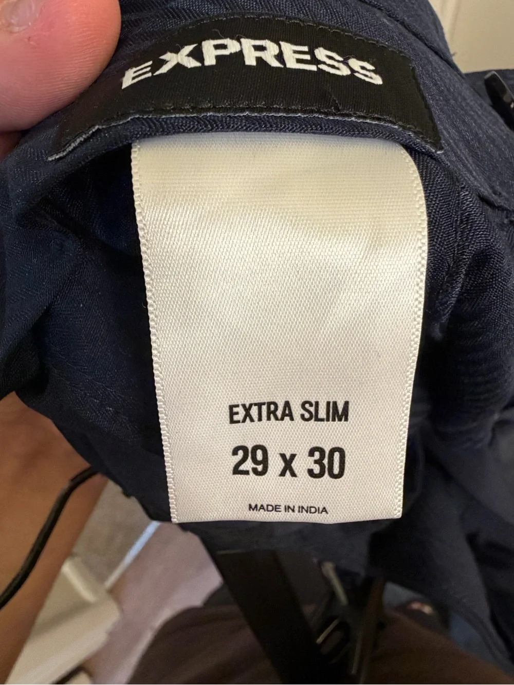 Express Men's Dark Navy Single-Breasted Two-Button Suit Jacket and Pants